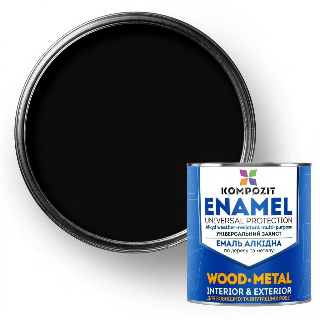 Емаль Kompozit алкідна ПФ-115 чорний мат 0,9 кг